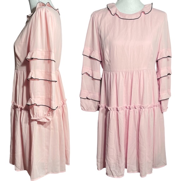 who what wear pink dress NEW Who What Wear Women's Pink V-Neck Tiered Maxi Dress Size Small